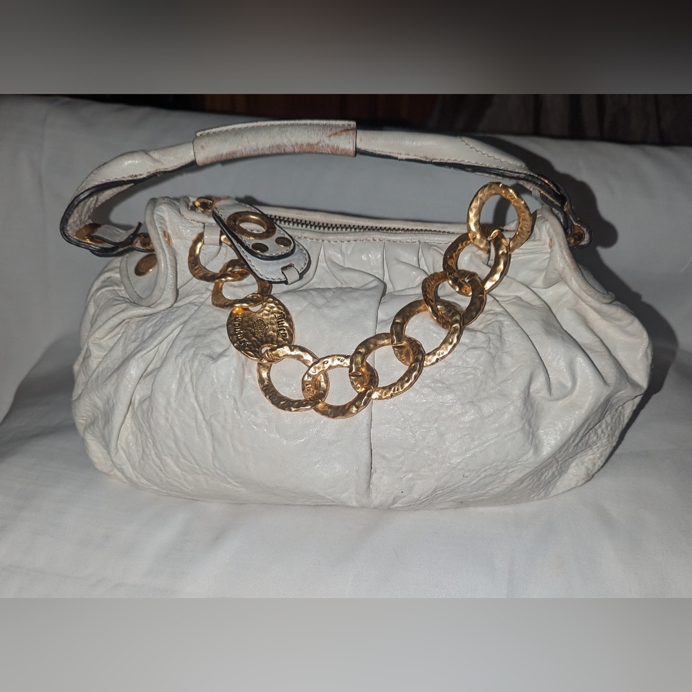Juicy Couture Vintage Y2K White Shoulder Bag with Gold Chain